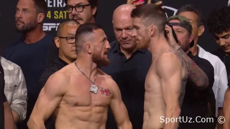 Dvalishvili UFC 320 jangidan oldin Sandhagen bilan so'nggi qarash jangini o'tkazdi