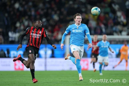 "Napoli" Italiya Superkubogining 1/2 final o'yinida "Milan" ni mag'lub etdi