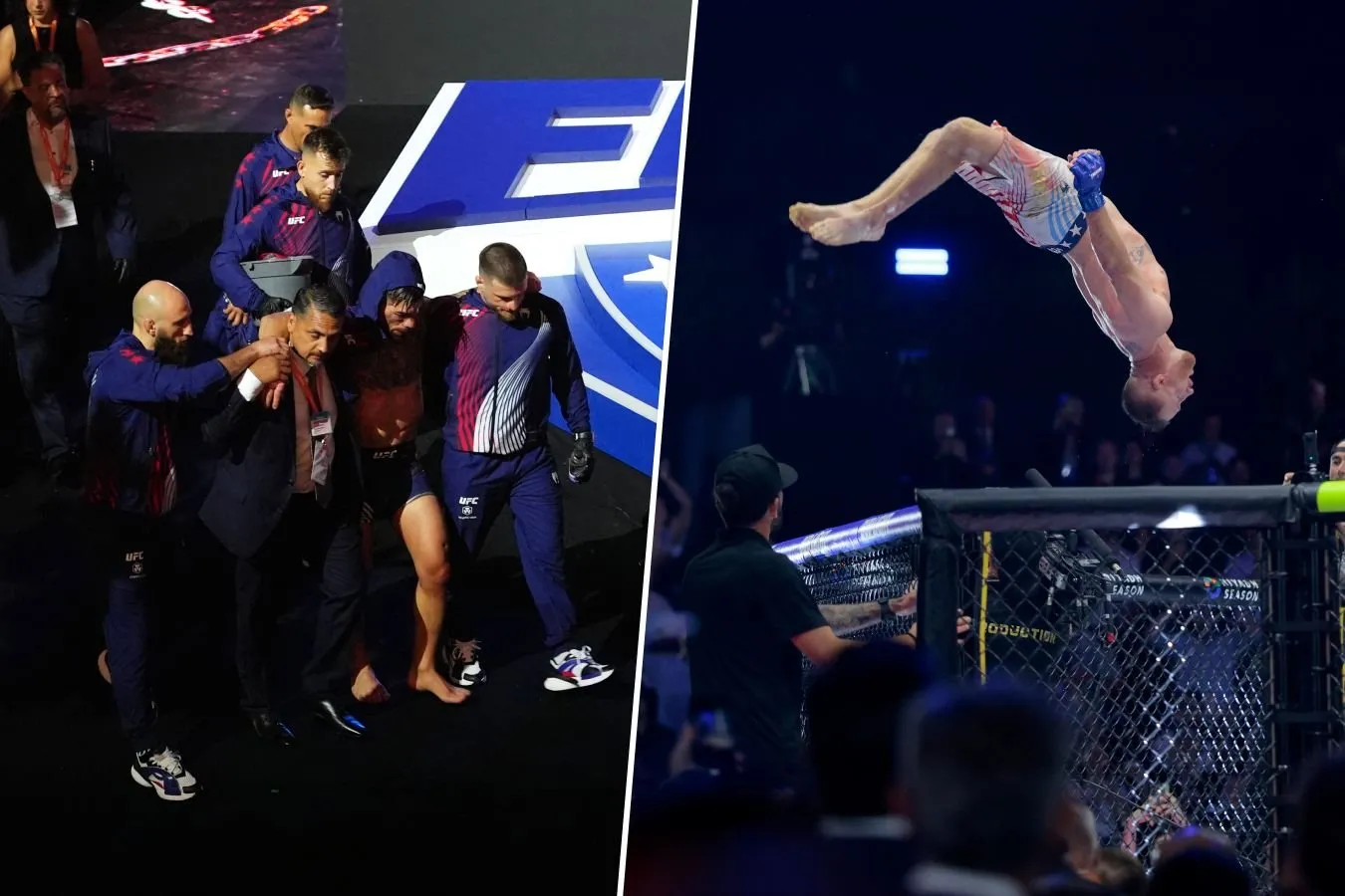 Topuriyani qo'l ostiga olib ketishdi, Geyji Oktagon ustida salto qildi. Oq uyda UFC bilan rasm