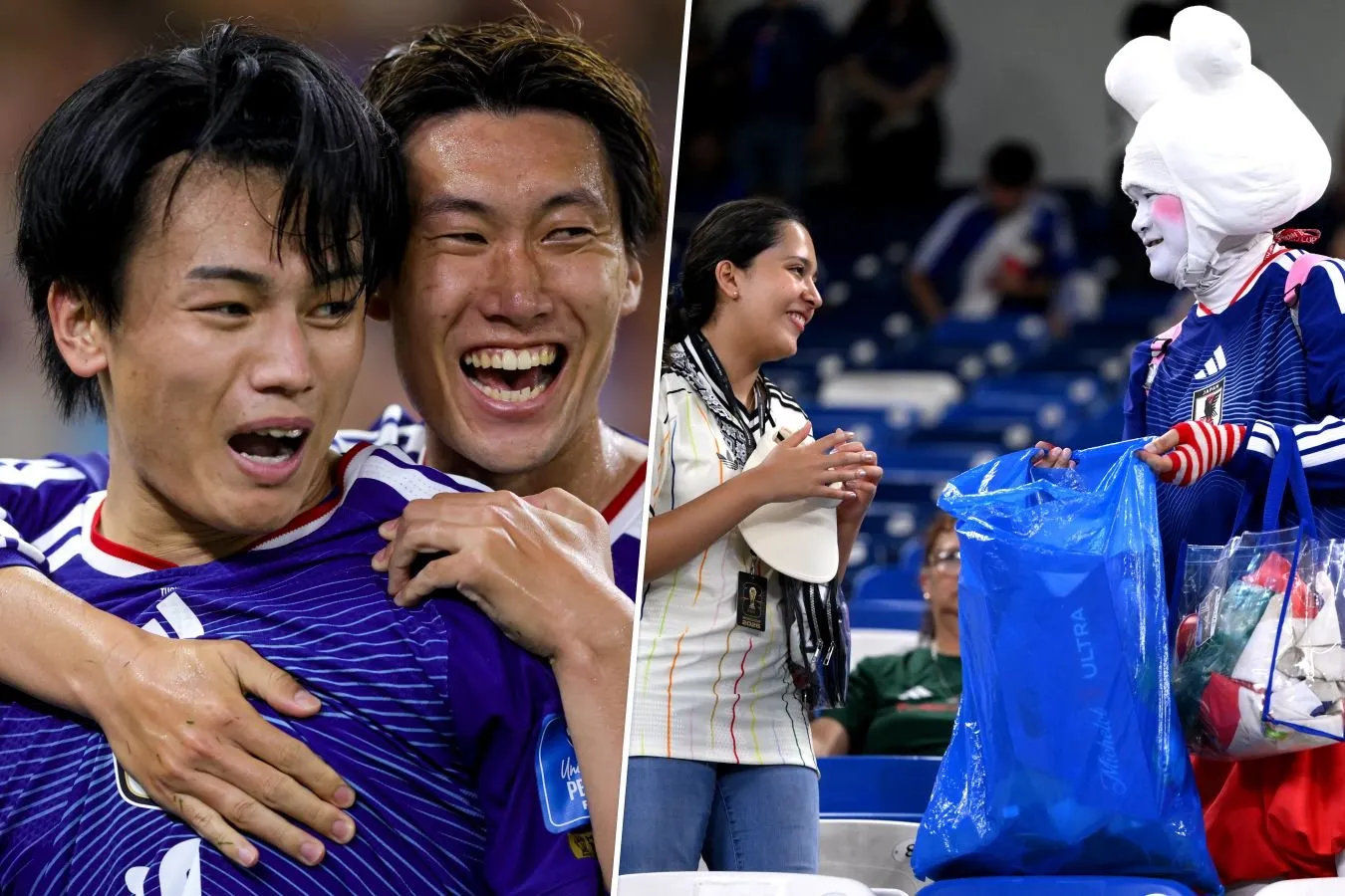 Infantino Malika bilan salomlashdi, muxlislar axlatni tozalashdi. Jahon chempionati o'yinida Yaponiyaning g'alabasi fotosurati